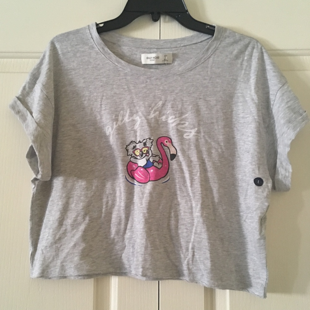 ✨NEW✨ Gilly Hicks Koala and Flamingo Gray Crop Top